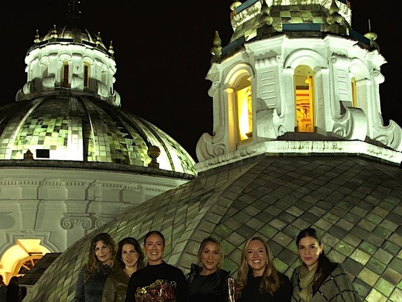 Rooftop above the illuminated domes