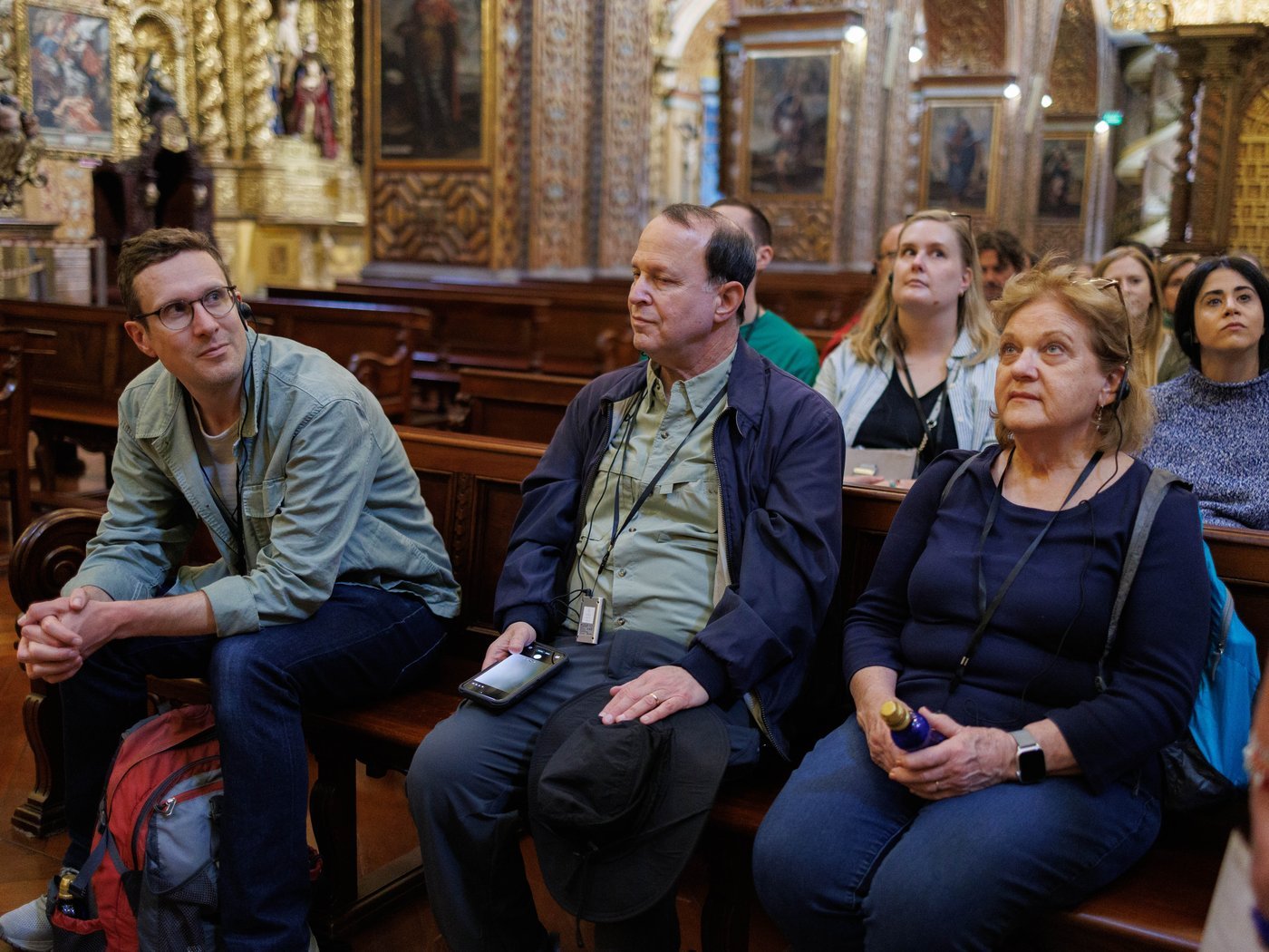 Guests during a private visit to a historic church