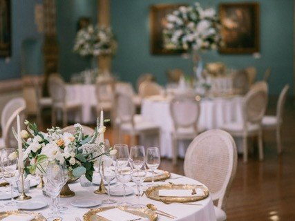 A table set for a private celebration dinner