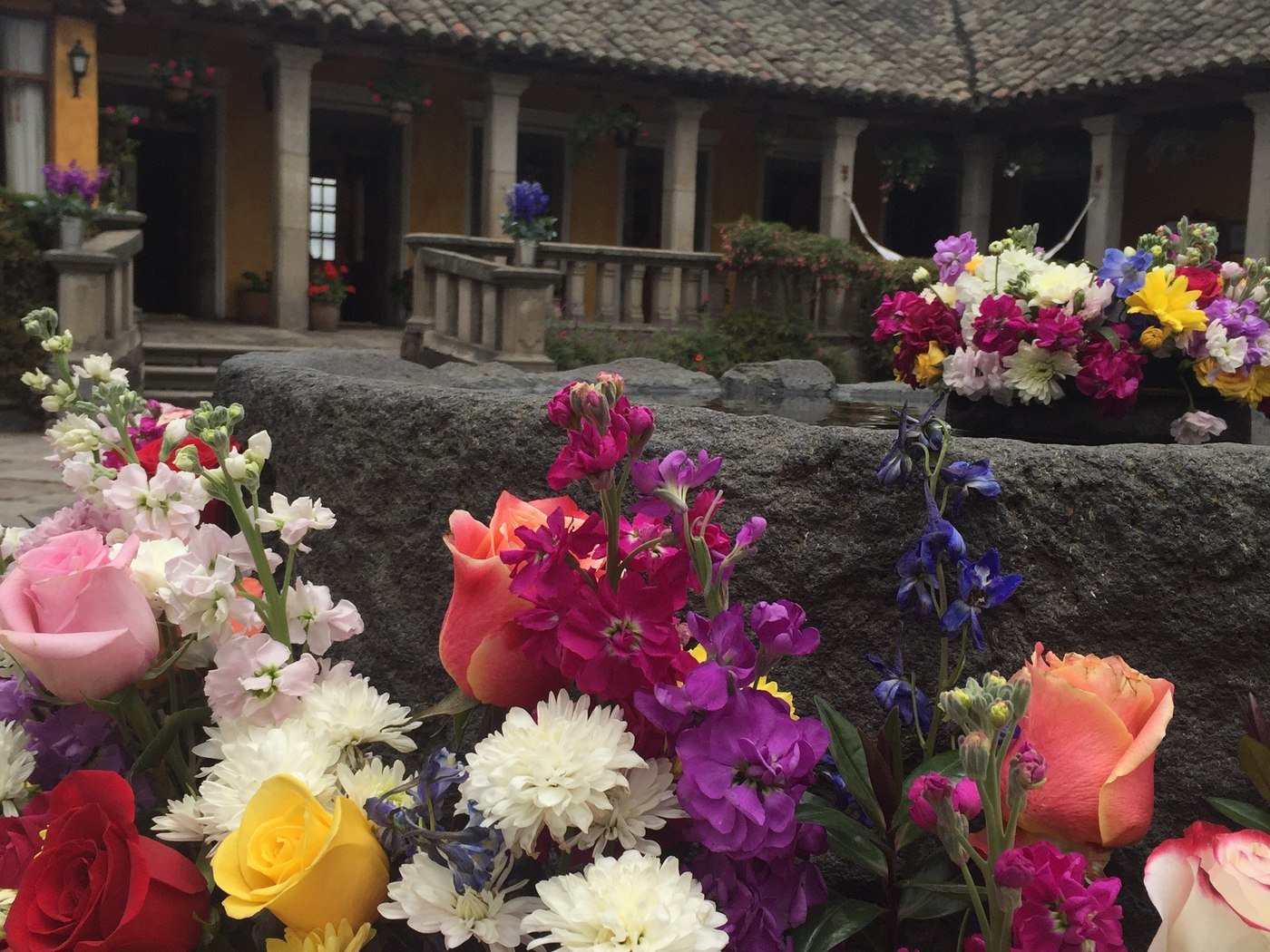 Flowers in the courtyard of an Andean hacienda