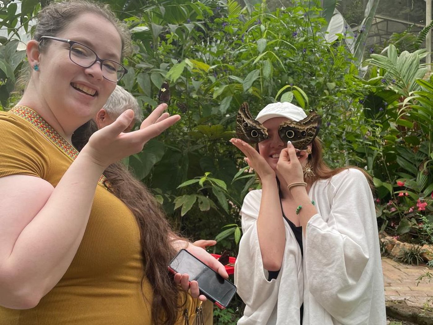 Guests at the butterfly house in Mindo